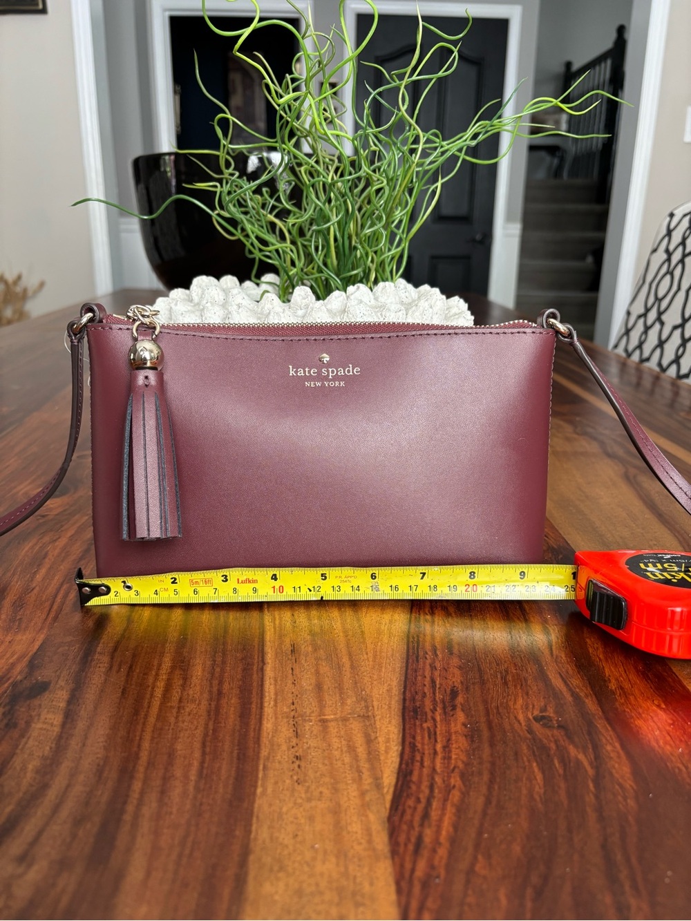 kate spade Burgundy Leather Crossbody with Tassel